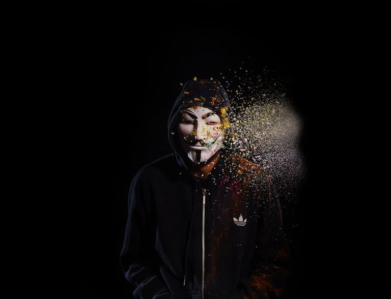 Person Wearing Black Hoodie and Mask